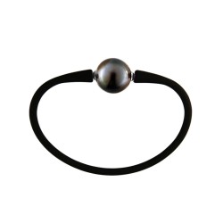 Βραχιόλι με μαύρο μαργαριτάρι South Sea 12-13 mm Elastic Silicon - B125098