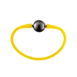 Βραχιόλι με μαύρο μαργαριτάρι South Sea 12-13 mm Elastic Silicon - B125098