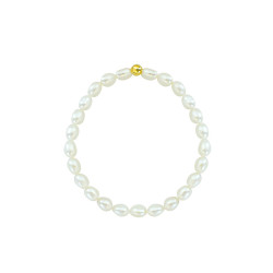 Βραχιόλι με Κ14 χρυσά στοιχεία και λευκά μαργαριτάρια - F124264