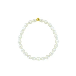 Βραχιόλι με Κ14 χρυσά στοιχεία και λευκά μαργαριτάρια - F124264