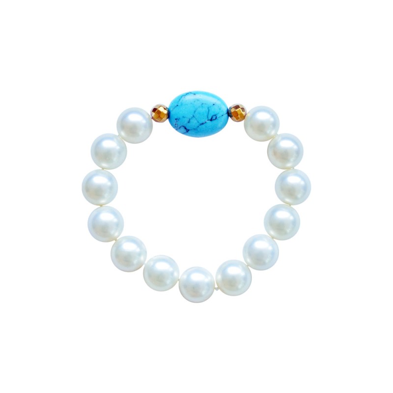 Βραχιόλι με Shell Pearl, Turquoise και Hematite - M123343A