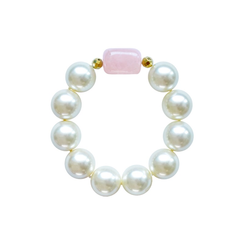 Βραχιόλι με Shell Pearl, Rose Quartz και Hematite - M123343G