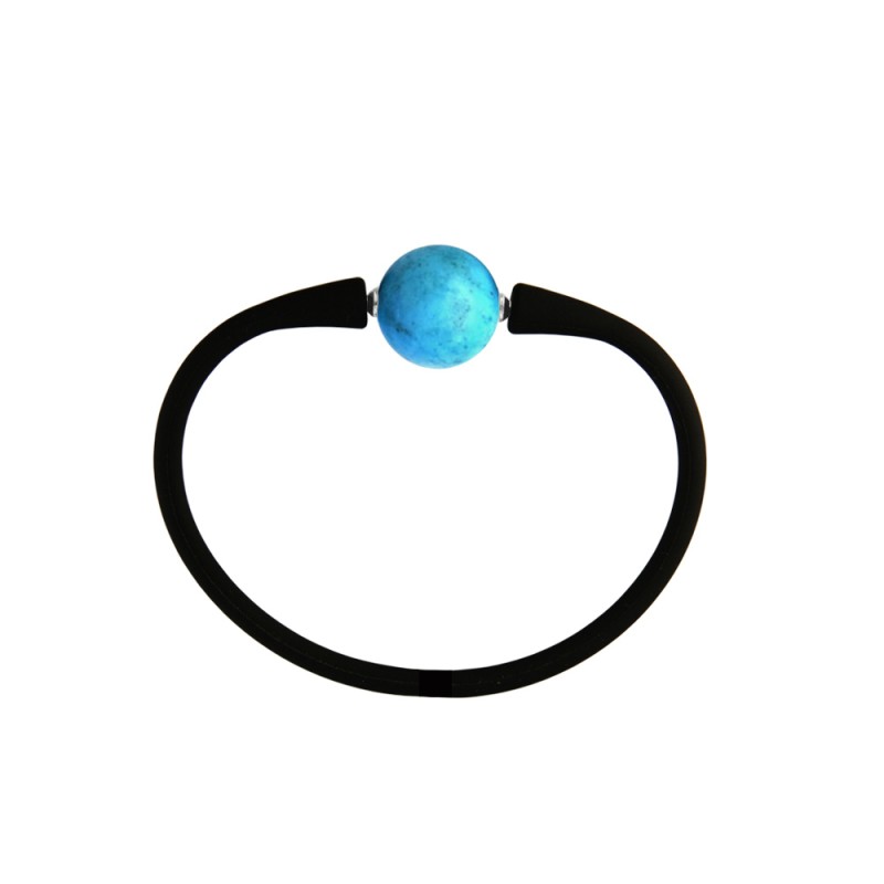 Βραχιόλι με Turquoise 14,0mm Black Elastic Silicon - M122358TBRC