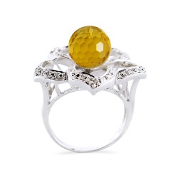 Δαχτυλίδι με Citrine και διαμάντια σε ασήμι 925 - M124191C