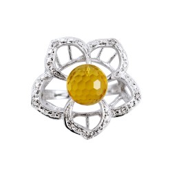 Δαχτυλίδι με Citrine και διαμάντια σε ασήμι 925 - M124191C