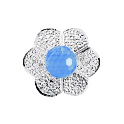 Δαχτυλίδι με Blue Topaz και διαμάντια σε ασήμι 925 - M124189BT