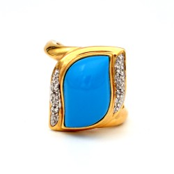 Δαχτυλίδι χρυσό Κ14 με Turquoise και διαμάντια - M303506