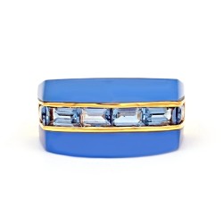 Δαχτυλίδι χρυσό Κ14 με Blue Topaz και Jade - M307920