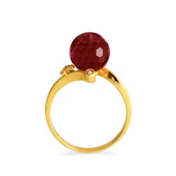 Δαχτυλίδι Κ18 χρυσό με Garnet και διαμάντια - M319263G