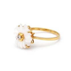 Δαχτυλίδι χρυσό Κ18 με λουλούδι - M311372 Δαχτυλίδι χρυσό Κ18 με λουλούδι - M311372