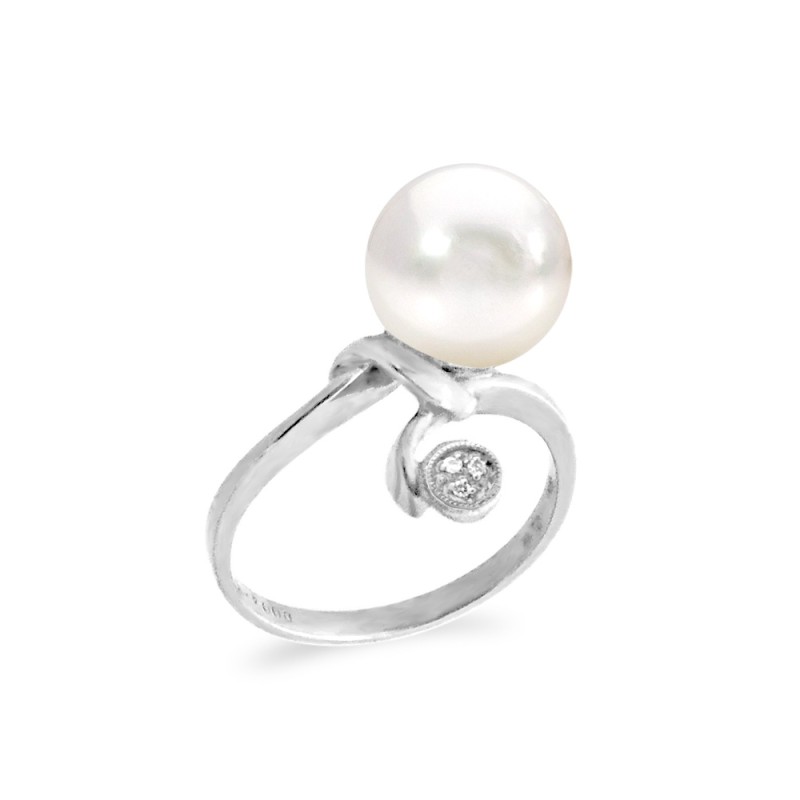 Δαχτυλίδι  λευκόχρυσο Κ18 με μαργαριτάρι Akoya - W317276