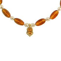 Κολιέ με Κ14 χρυσό μενταγιόν και Citrine - M116001