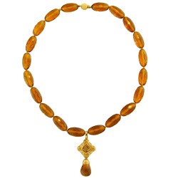 Κολιέ με Κ14 χρυσό μενταγιόν και Citrine - M117722
