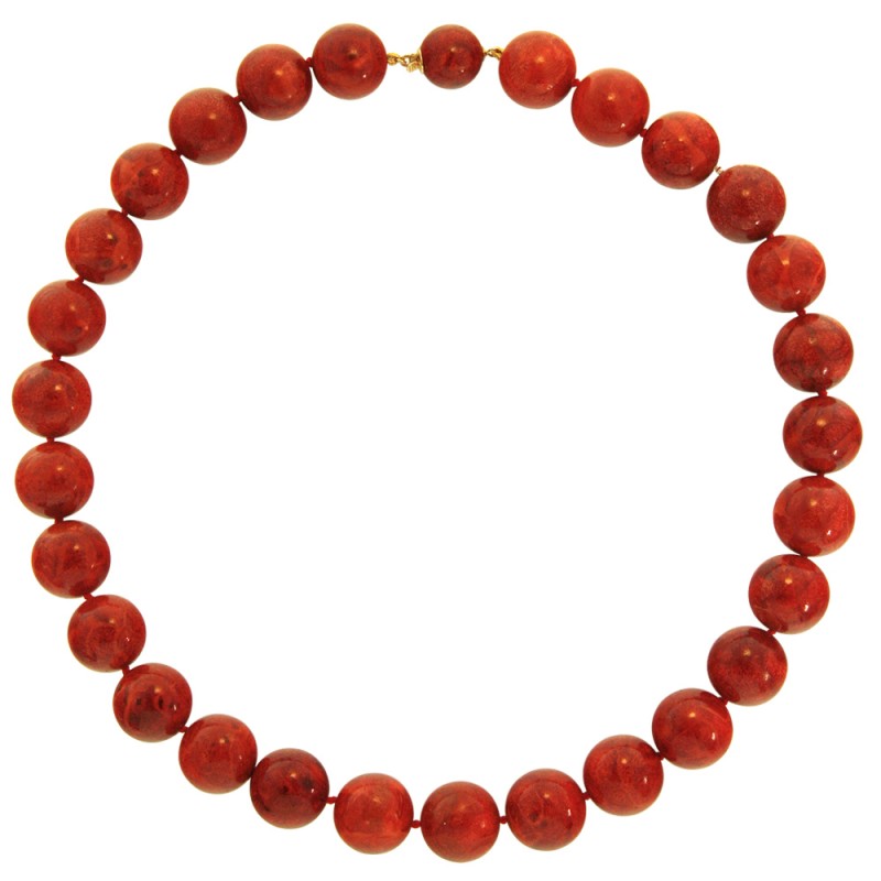 Κολιέ με χρυσα στοιχεία Κ18 και κοράλλι - M120084