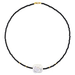Κολιέ με χρυσά στοιχεία Κ14, spinel και μαργαριτάρι - M123175