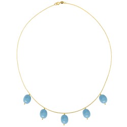 Κολιέ με K14 χρυσή αλυσίδα Aqua - M123622