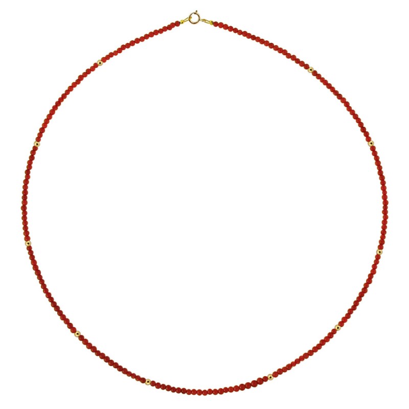 Κολιέ με κοράλλι και χρυσά στοιχεία Κ14 - M123732C