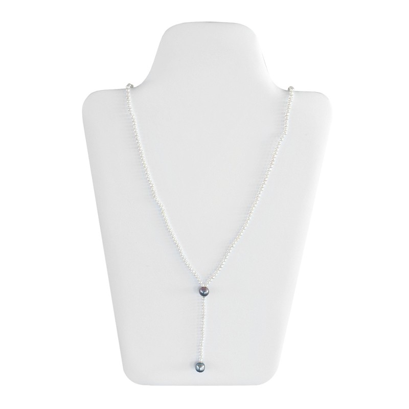 Κολιέ με λευκά και μαύρα μαργαριτάρια Fresh Water Pearl - M122037