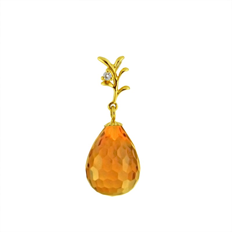 Μενταγιόν Κ18 χρυσό με citrine και διαμάντι - G119369C