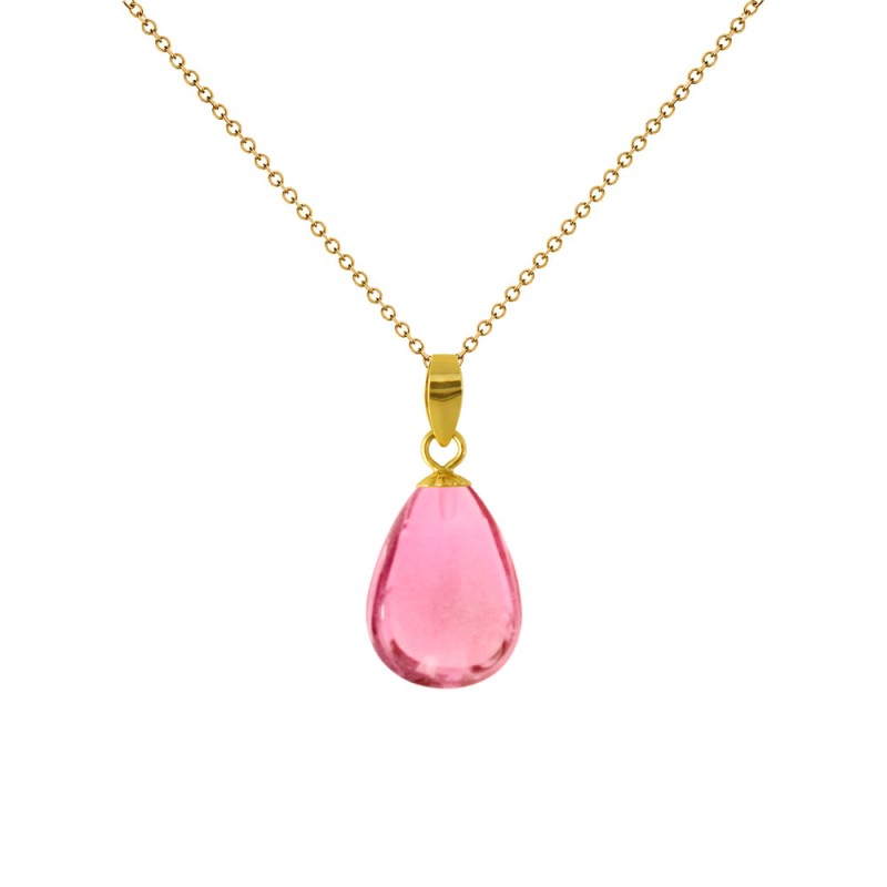 Μενταγιόν K18 χρυσό με Pink Quartz - M120171PQ
