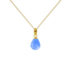 Μενταγιόν Κ18 χρυσό με Blue Topaz - M120787BT