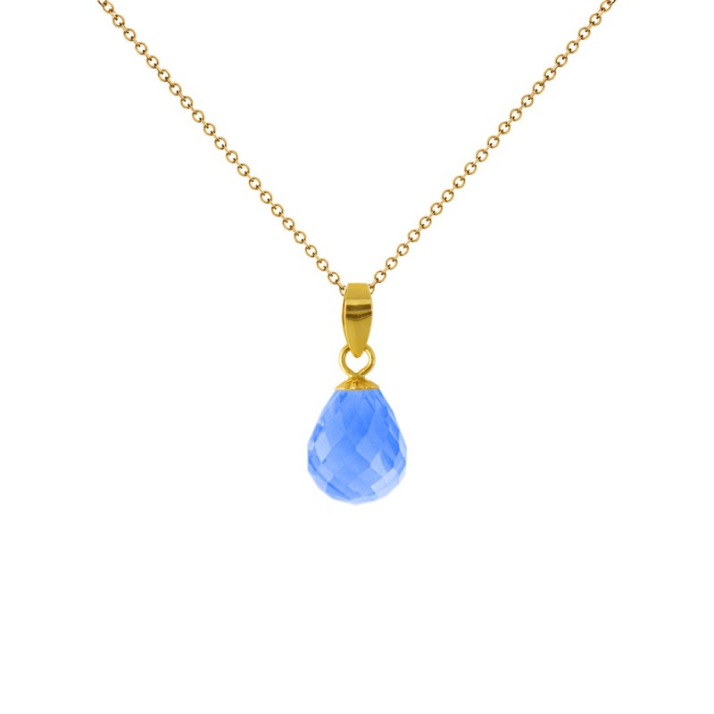 Μενταγιόν Κ18 χρυσό με Blue Topaz - M120787BT