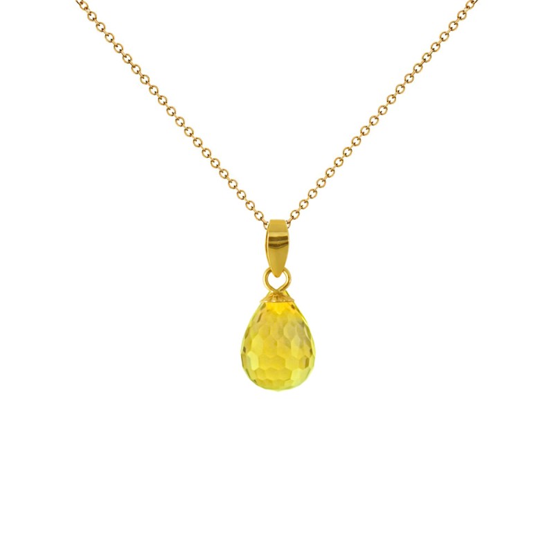 Μενταγιόν Κ18 χρυσό με Lemon Quartz - M120787LQ