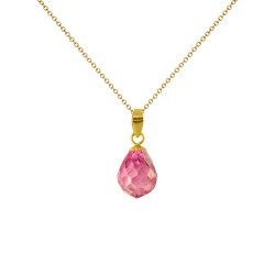 Μενταγιόν Κ18 χρυσό με Pink Quartz - M120787PQ