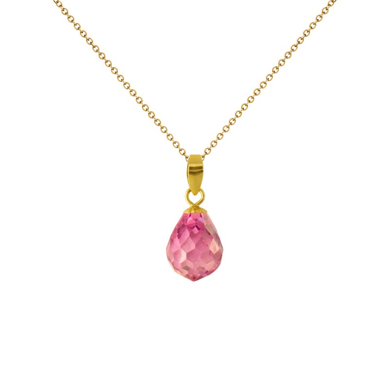 Μενταγιόν Κ18 χρυσό με Pink Quartz - M120787PQ