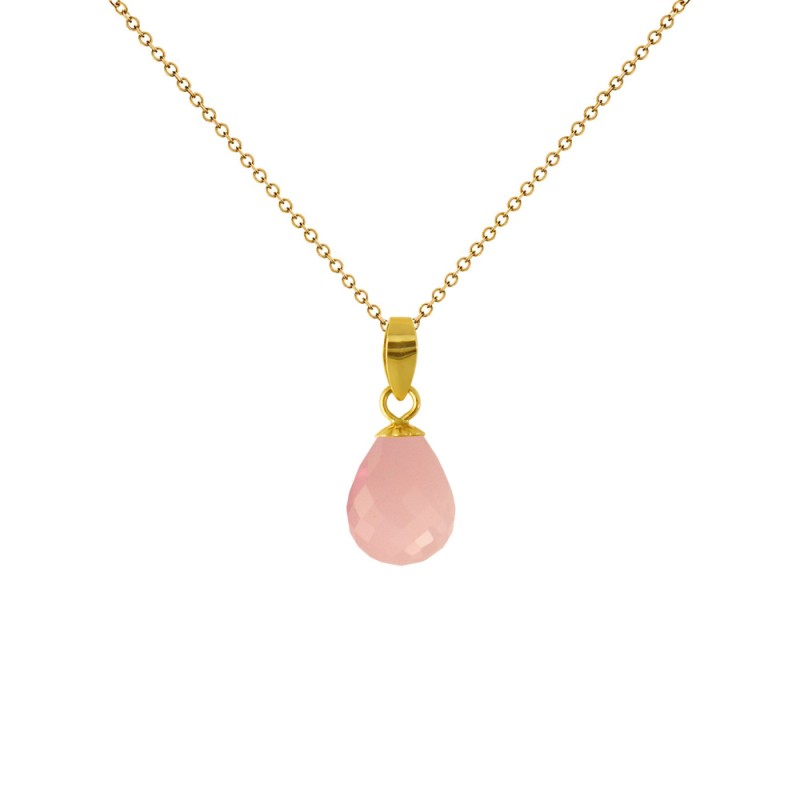 Μενταγιόν Κ18 χρυσό με Rose Quartz - M120787RQ