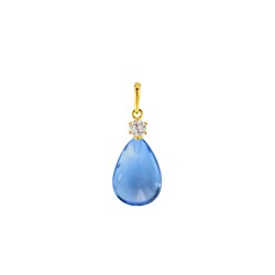 Μενταγιόν Κ14 χρυσό με Blue Topaz - M123216BT
