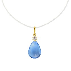Μενταγιόν Κ14 χρυσό με Blue Topaz - M123216BT