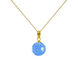 Μενταγιόν Κ18 χρυσό με Blue Topaz - M318456BT