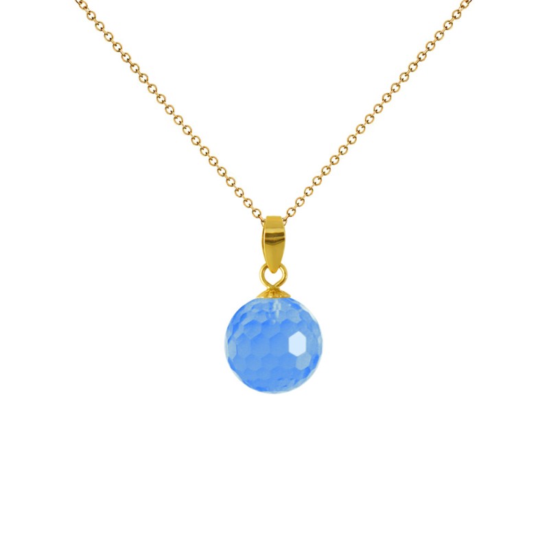 Μενταγιόν Κ18 χρυσό με Blue Topaz - M318456BT