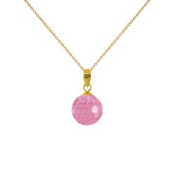 Μενταγιόν Κ18 χρυσό με Pink Quartz - M318456PQ