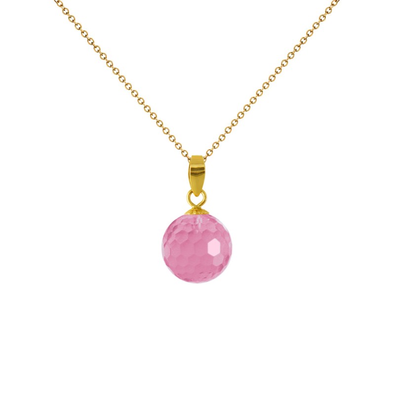 Μενταγιόν Κ18 χρυσό με Pink Quartz - M318456PQ