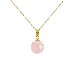 Μενταγιόν Κ18 χρυσό με Rose Quartz  - M318456RQ