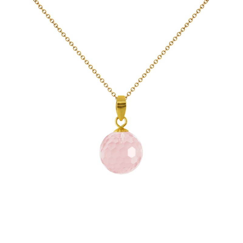 Μενταγιόν Κ18 χρυσό με Rose Quartz  - M318456RQ