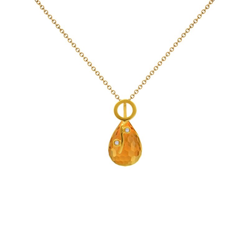Μενταγιόν Κ18 χρυσό με Citrine και διαμάντια - M318469C