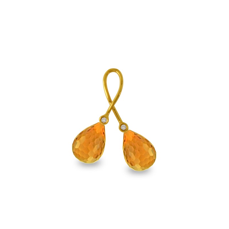 Μενταγιόν Κ18 χρυσό με Citrine και διαμάντια - M318470C