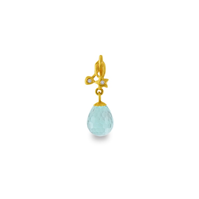 Μενταγιόν Κ18 χρυσό με Aquamarine και διαμάντια - M318471AQ