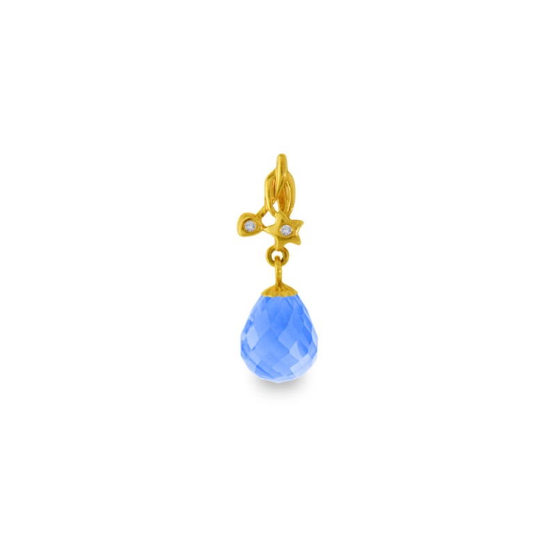 Χρυσό Κ18 μενταγιόν με Blue Topaz και διαμάντια - M318471BT