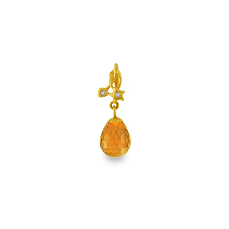 Χρυσό K18 μενταγιόν με Citrine και διαμάντια - M318471C