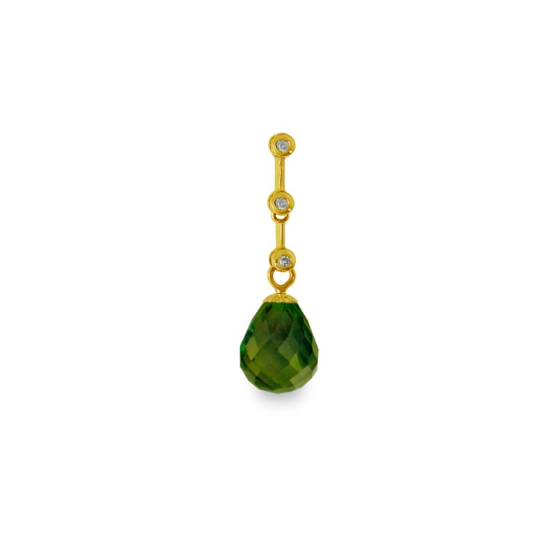 Μενταγιόν Κ18 χρυσό με Peridot και διαμάντια - M318475P