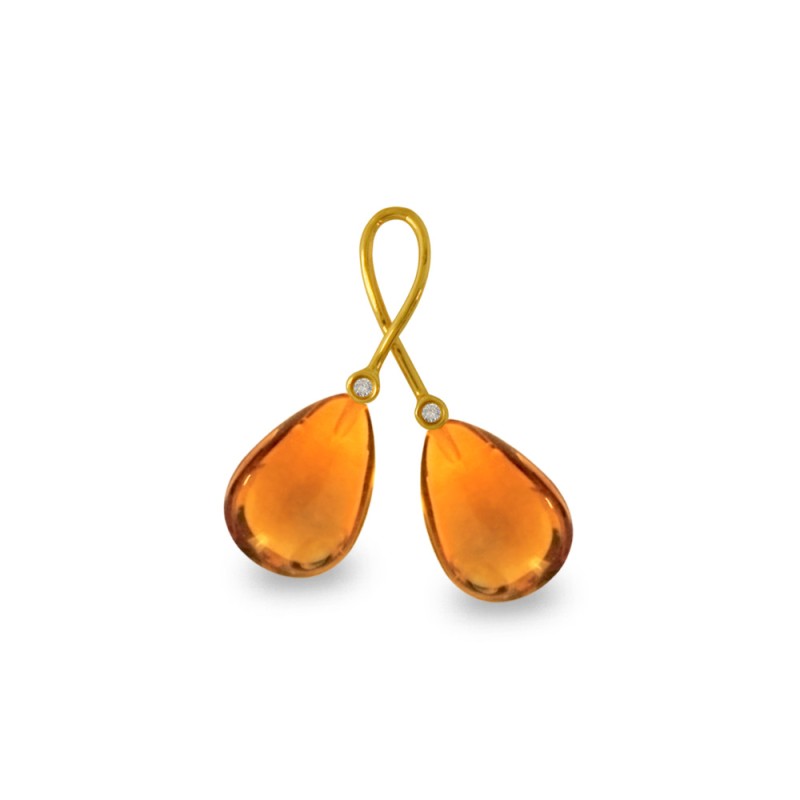 Χρυσό Κ18 μενταγιόν με Citrine και διαμάντια - M318482C
