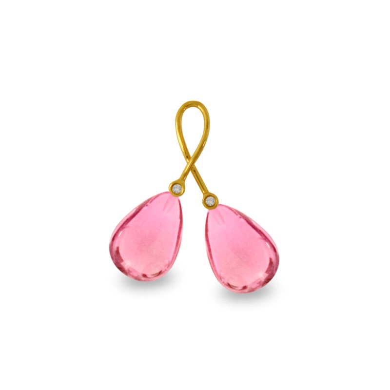 Χρυσό Κ18 μενταγιόν με Pink Quartz και διαμάντια - M318482PQ