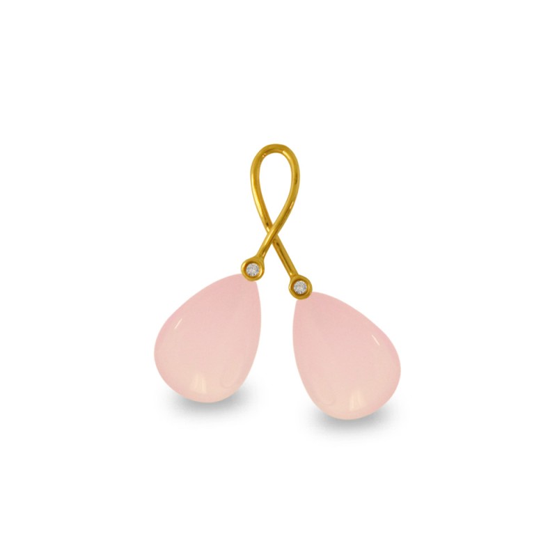 Χρυσό Κ18 μενταγιόν με Rose Quartz και διαμάντια - M318482RQ