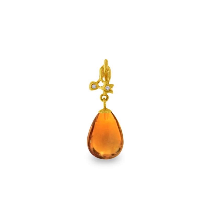 Μενταγιόν Κ18 χρυσό με Citrine και διαμάντια - M318483C