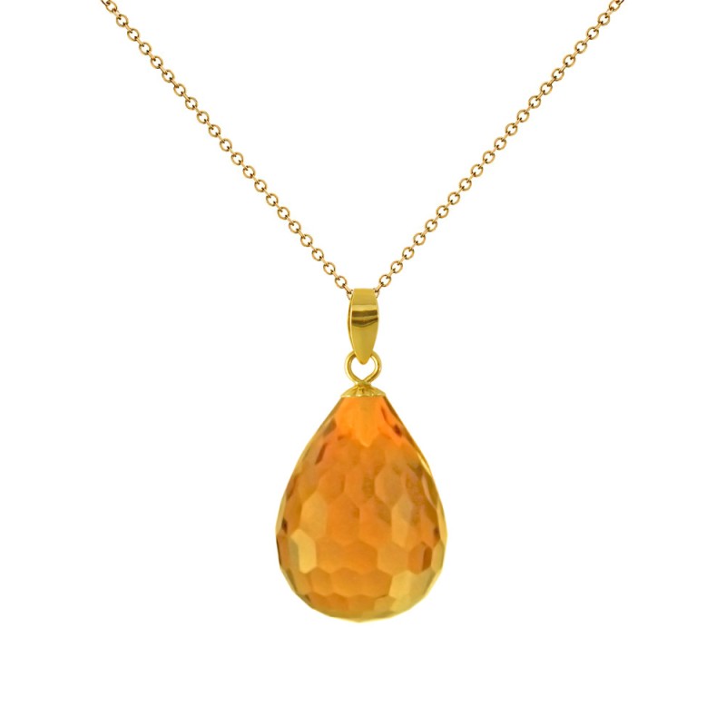 Μενταγιόν Κ18 χρυσό με Citrine - M318491C