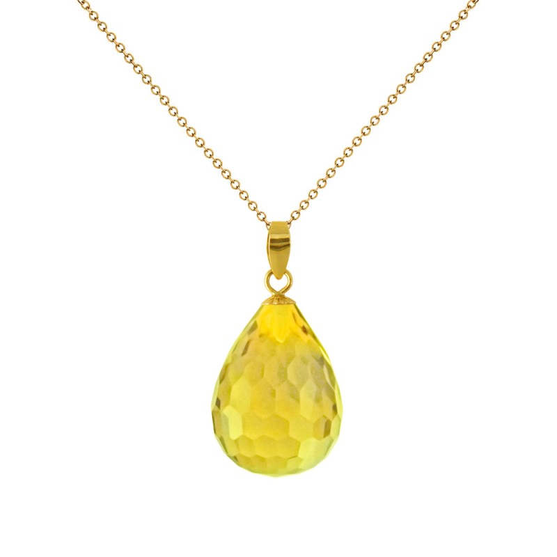 Μενταγιόν Κ18 χρυσό με Lemon Quartz - M318491LQ